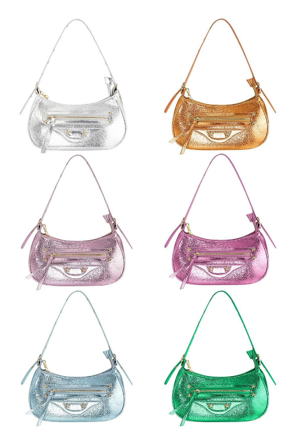 Metallic handtas Licht blauw PU h5Afbeelding5