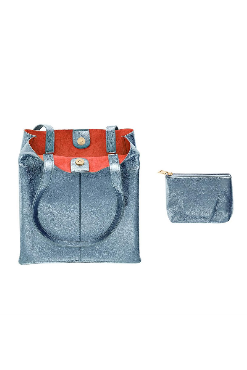 Bolso shopper metalizado Azul Poliuretano h5Imagen4