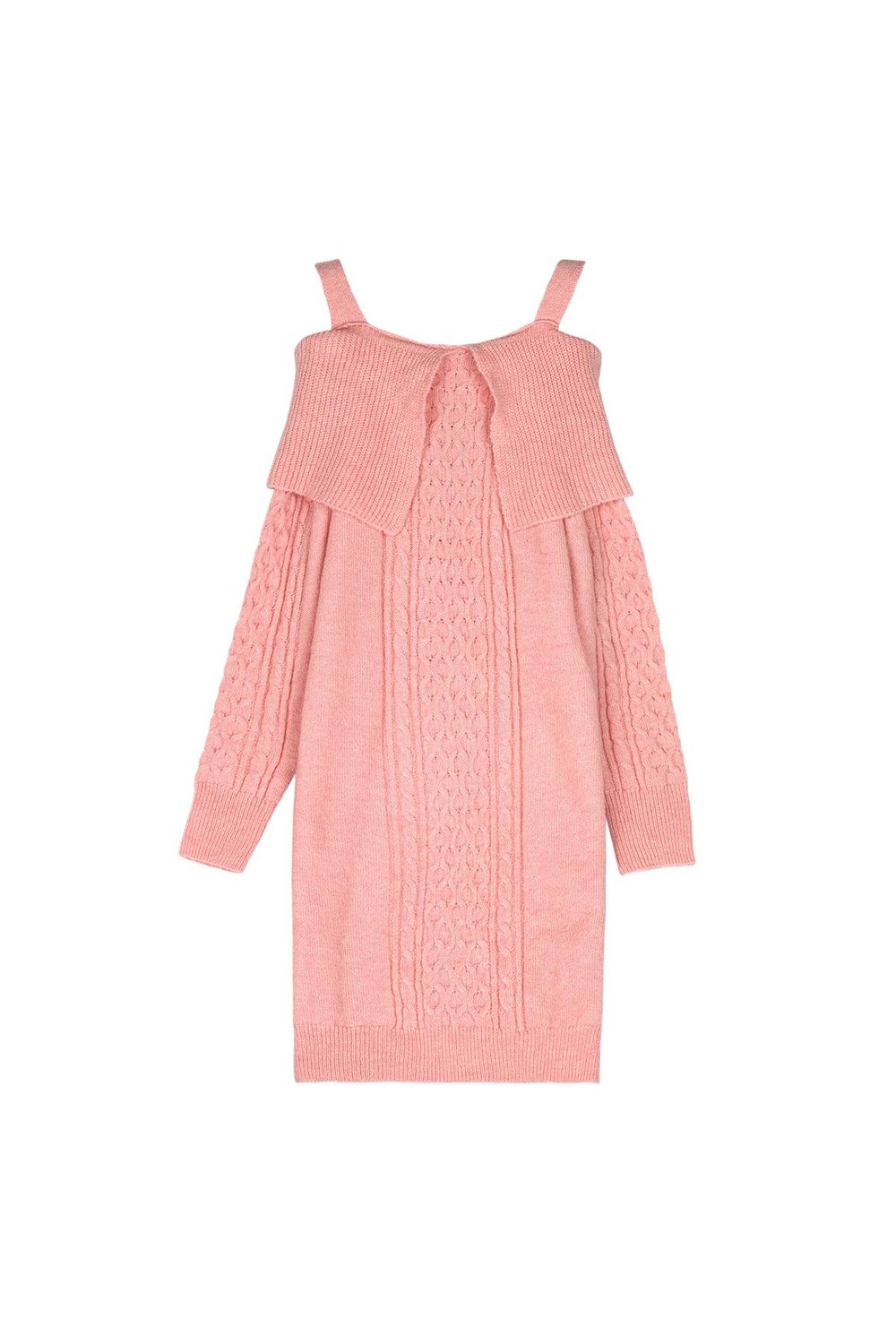 Pulloverkleid mit Zopfmuster Rosa S/M