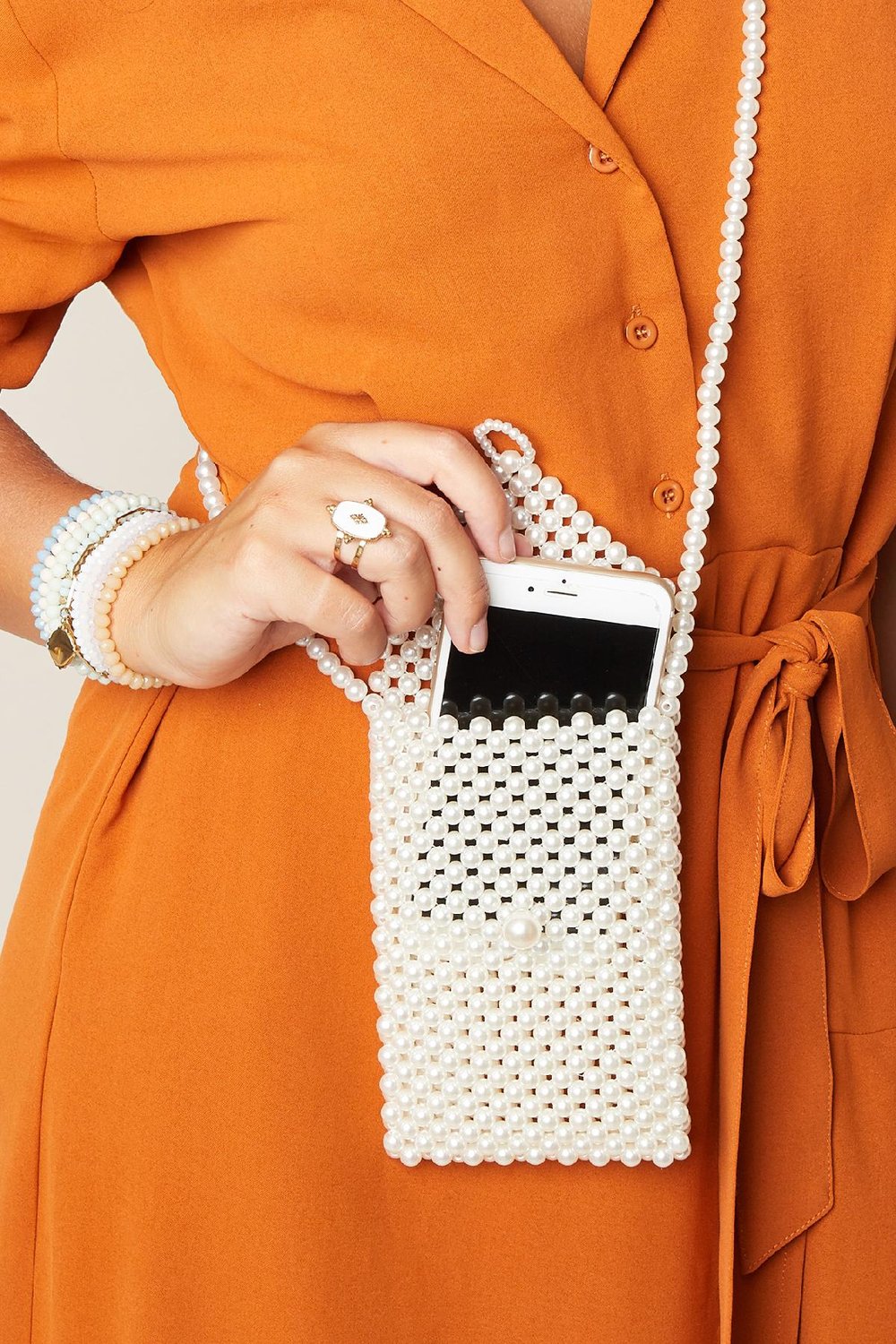 Sac Happy Pearls With Button Blanc cassé Plastique Image3