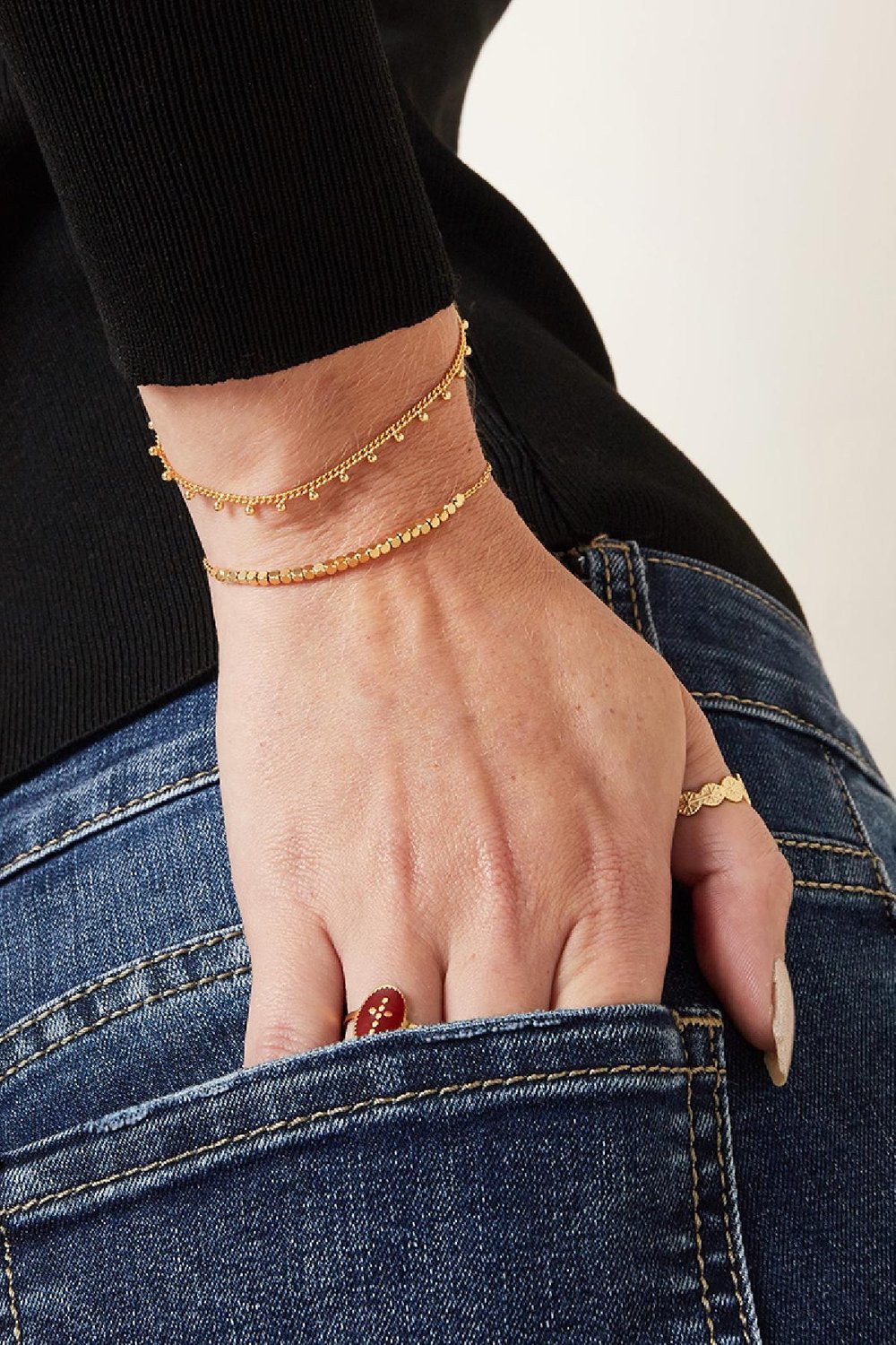 Bracelet Line Of Dots Silver Color Stainless Steel h5Picture2