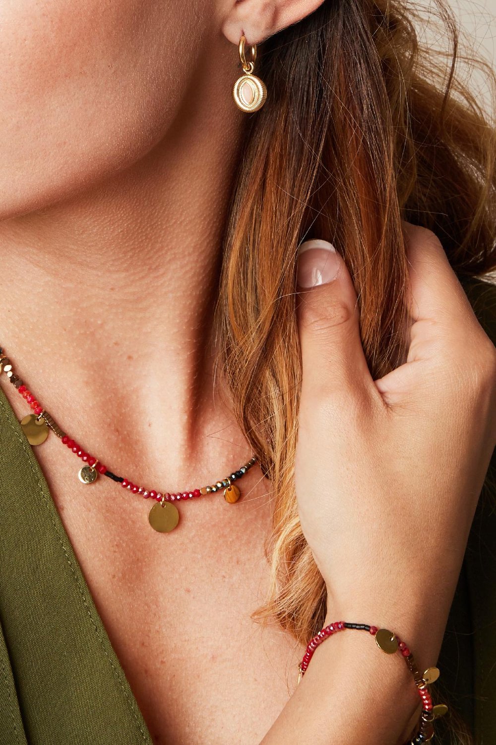 Collier Caribbean Sunset Rose Acier inoxydable Image2