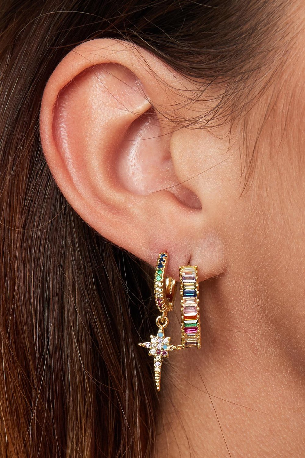 Earrings Colorful Star Color dorado Cobre Imagen2