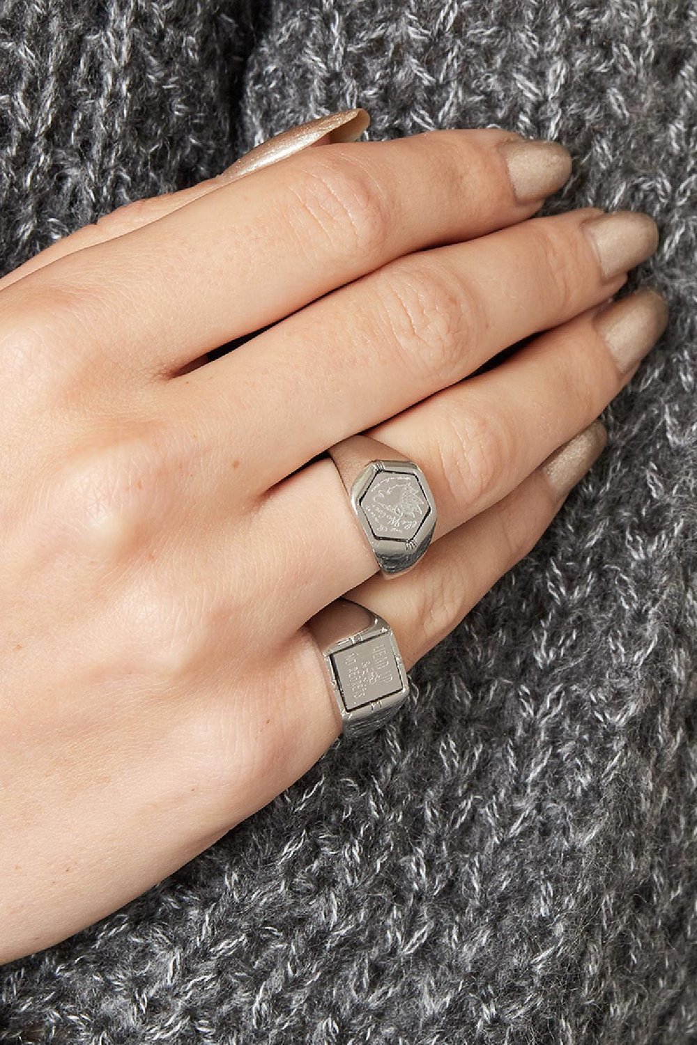 Ring Head Up #18 Argenté Acier inoxydable h5Image2