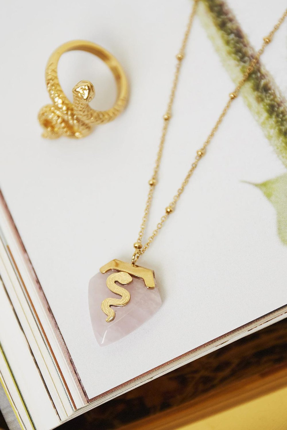 Halskette Snake Gem Rosa Edelstahl Bild2