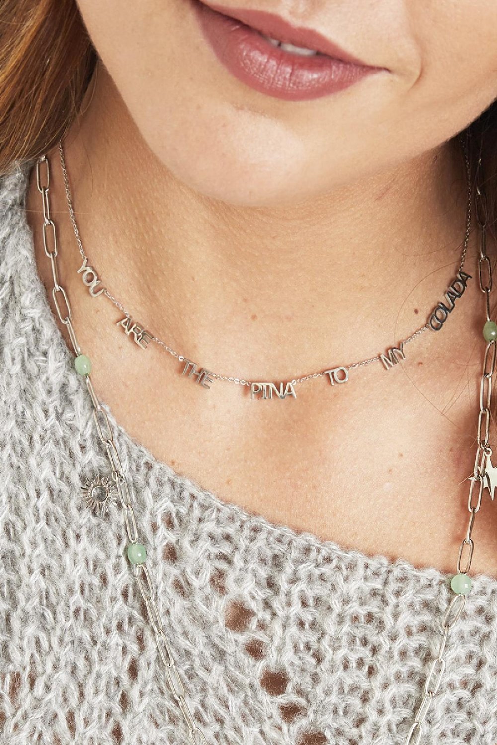 Collier You are The Pina To My Colada Argenté Acier inoxydable Image2