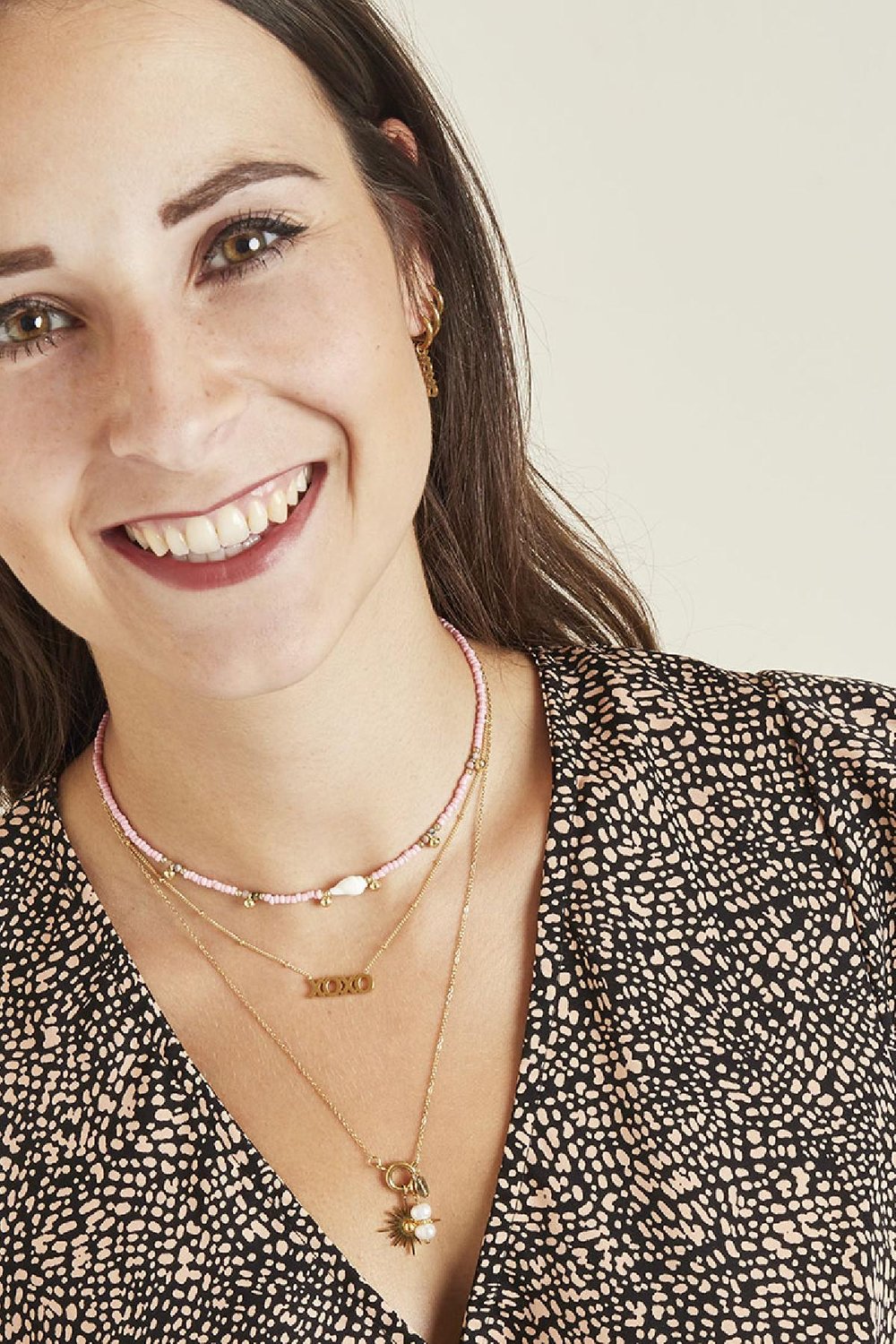 Ketting Dotted XOXO Goud kleur Stainless Steel Afbeelding5