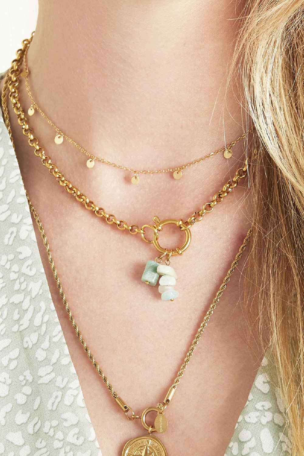 Ketting Chain Rylee Goud kleur Stainless Steel Afbeelding3