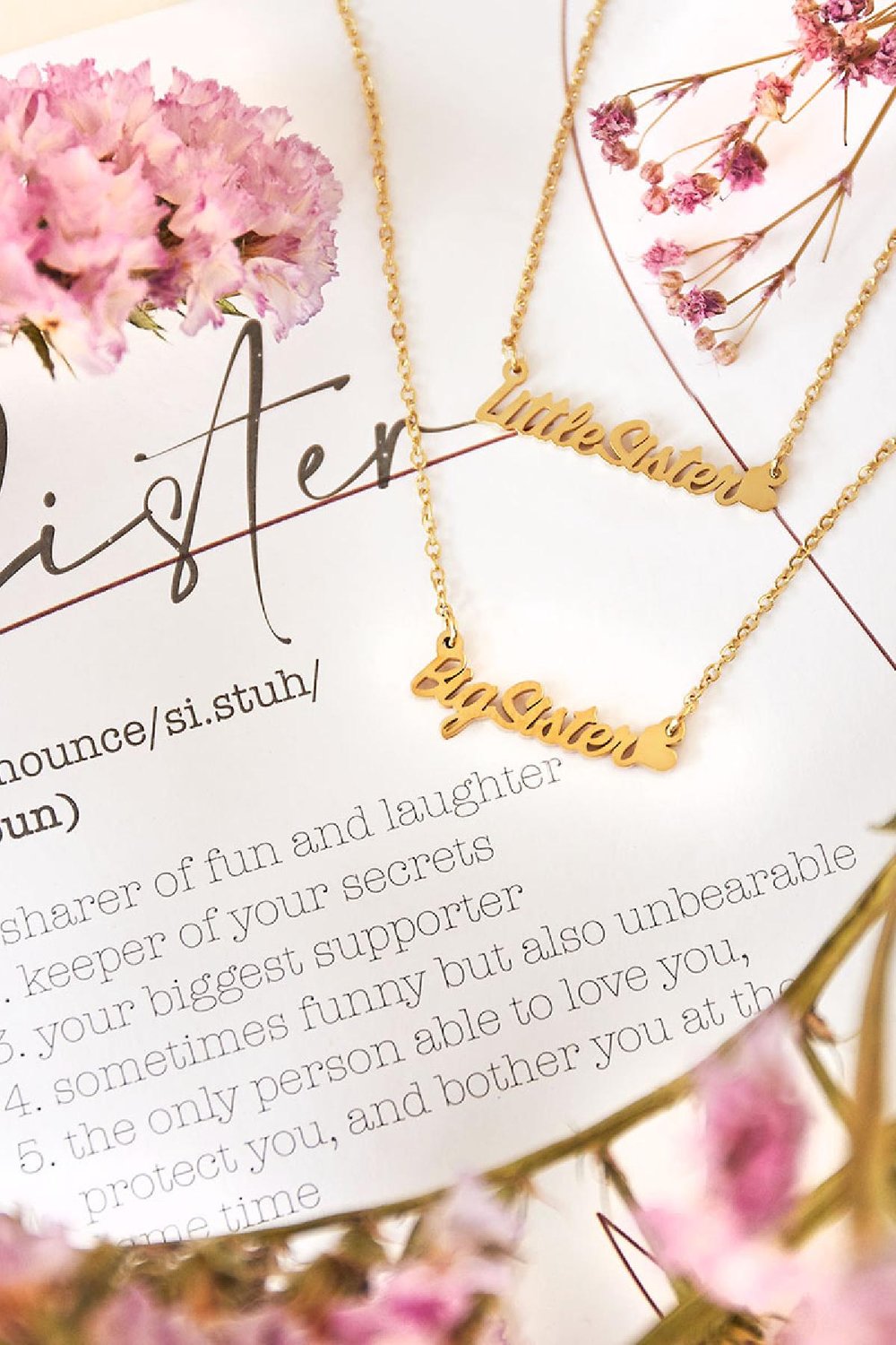 Necklace Big Little Sister Silver Color Stainless Steel Picture3