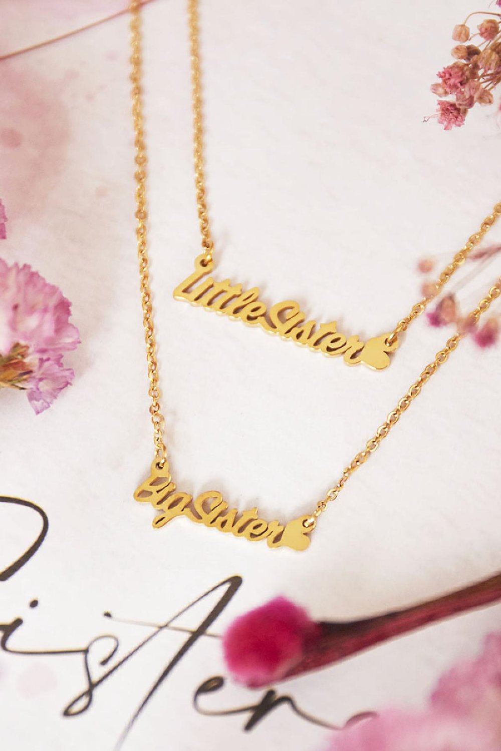 Necklace Big Little Sister Silver Color Stainless Steel Picture2