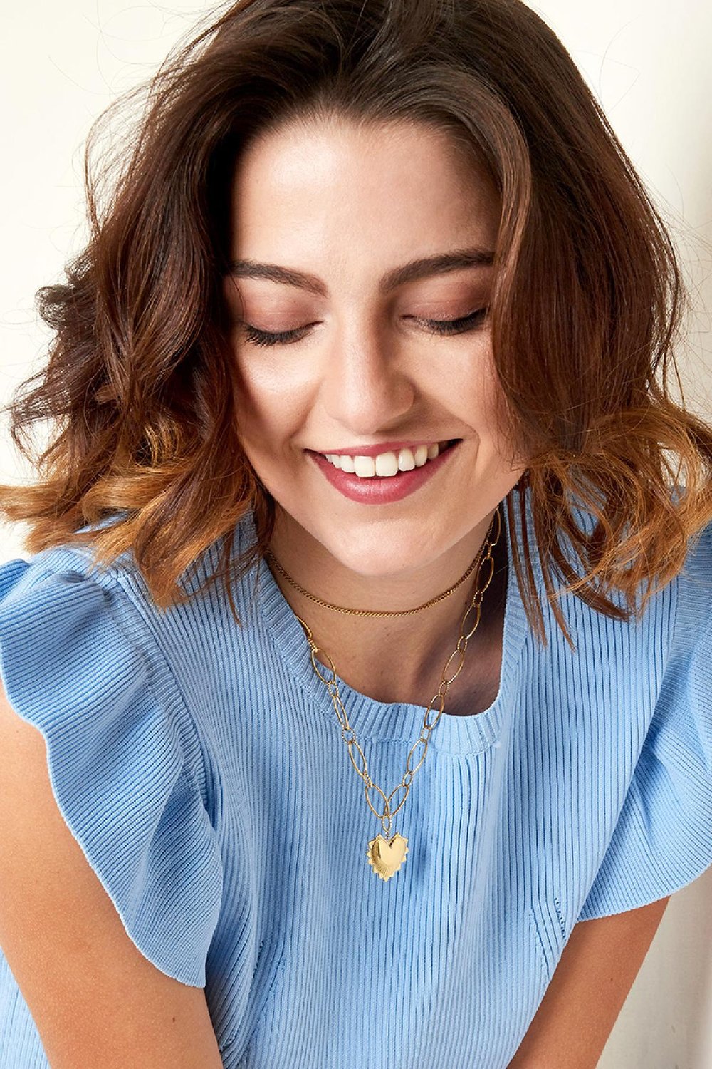 Collier big chunky heart Argenté Acier inoxydable Image2