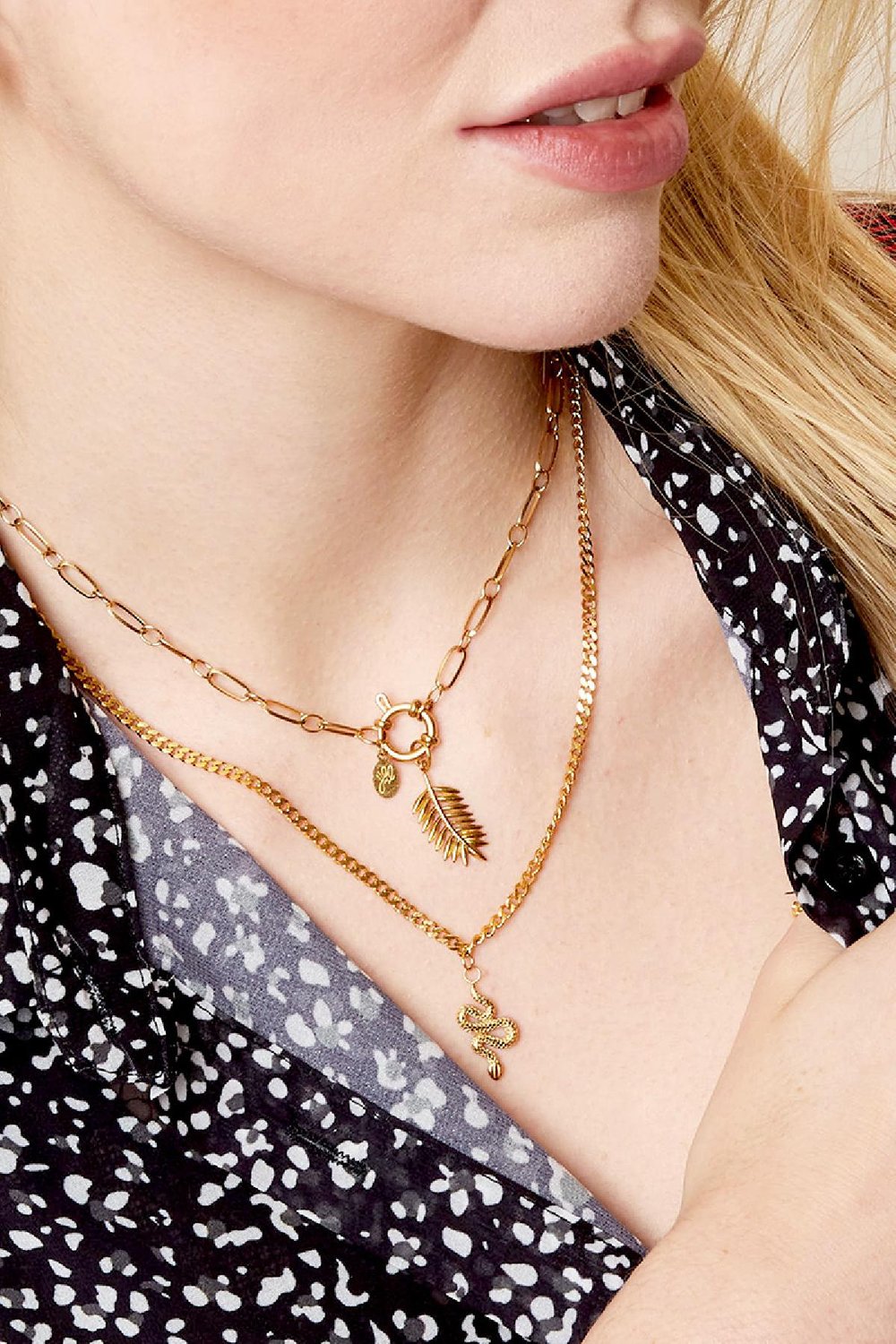 Ketting Shiny Serpent Goud kleur Stainless Steel Afbeelding2