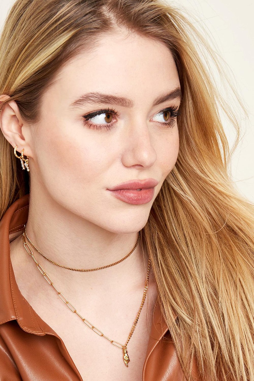 Halskette Hand Goldfarbe Edelstahl Bild2