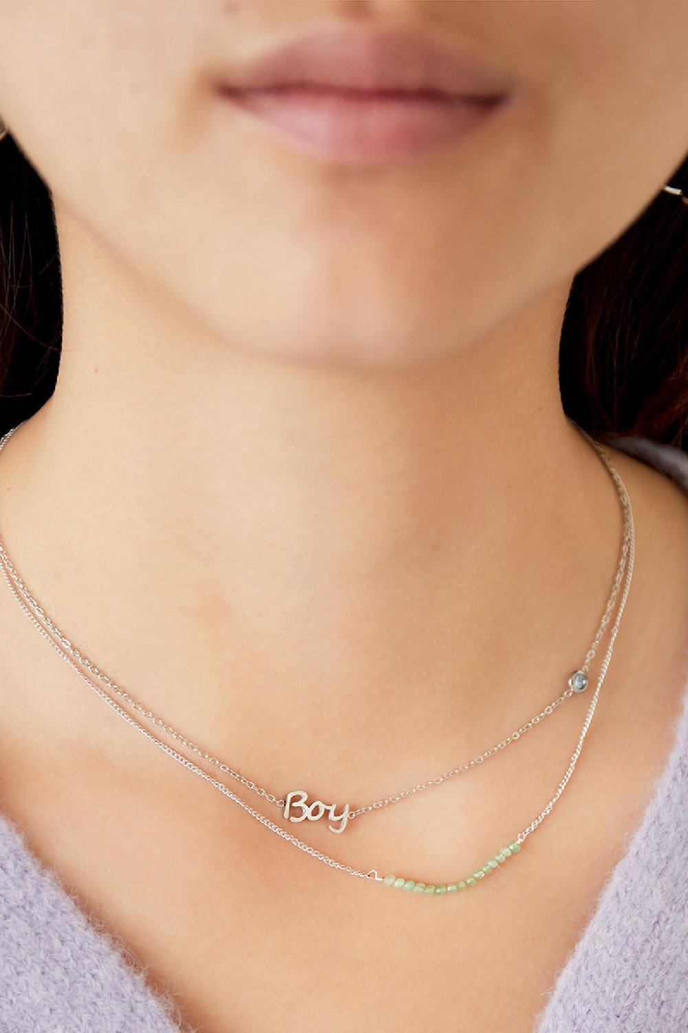 Geboortesteen Ketting Jongen Goud kleur Stainless Steel Afbeelding2