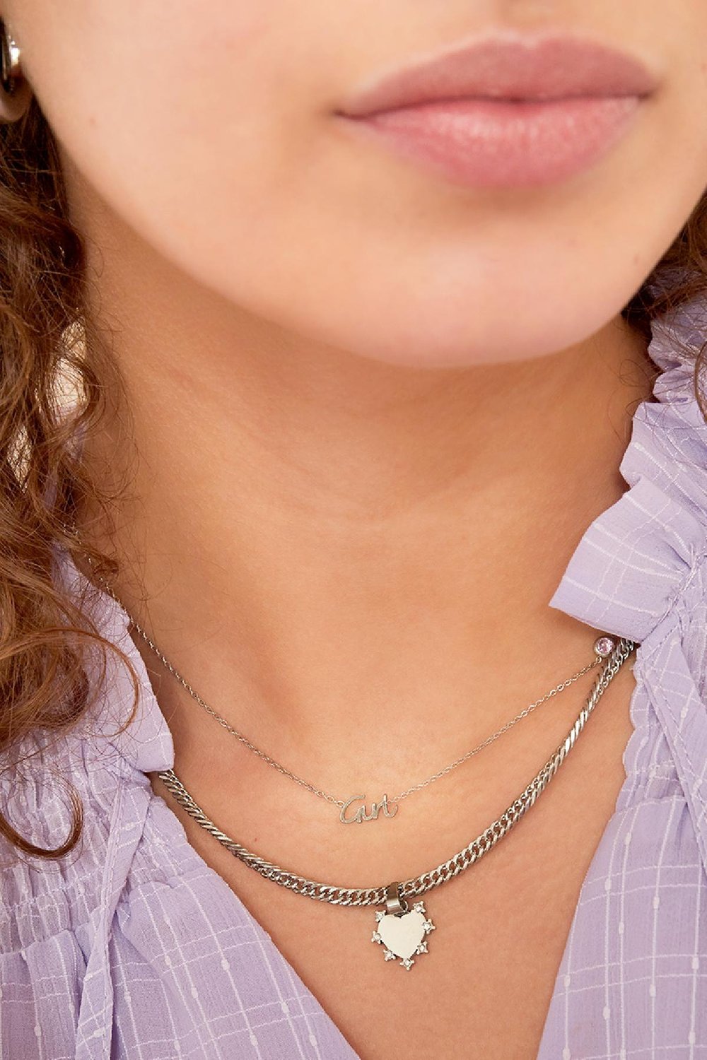 Collar con Piedra de Nacimiento Niña Plata Acero inoxidable Imagen3