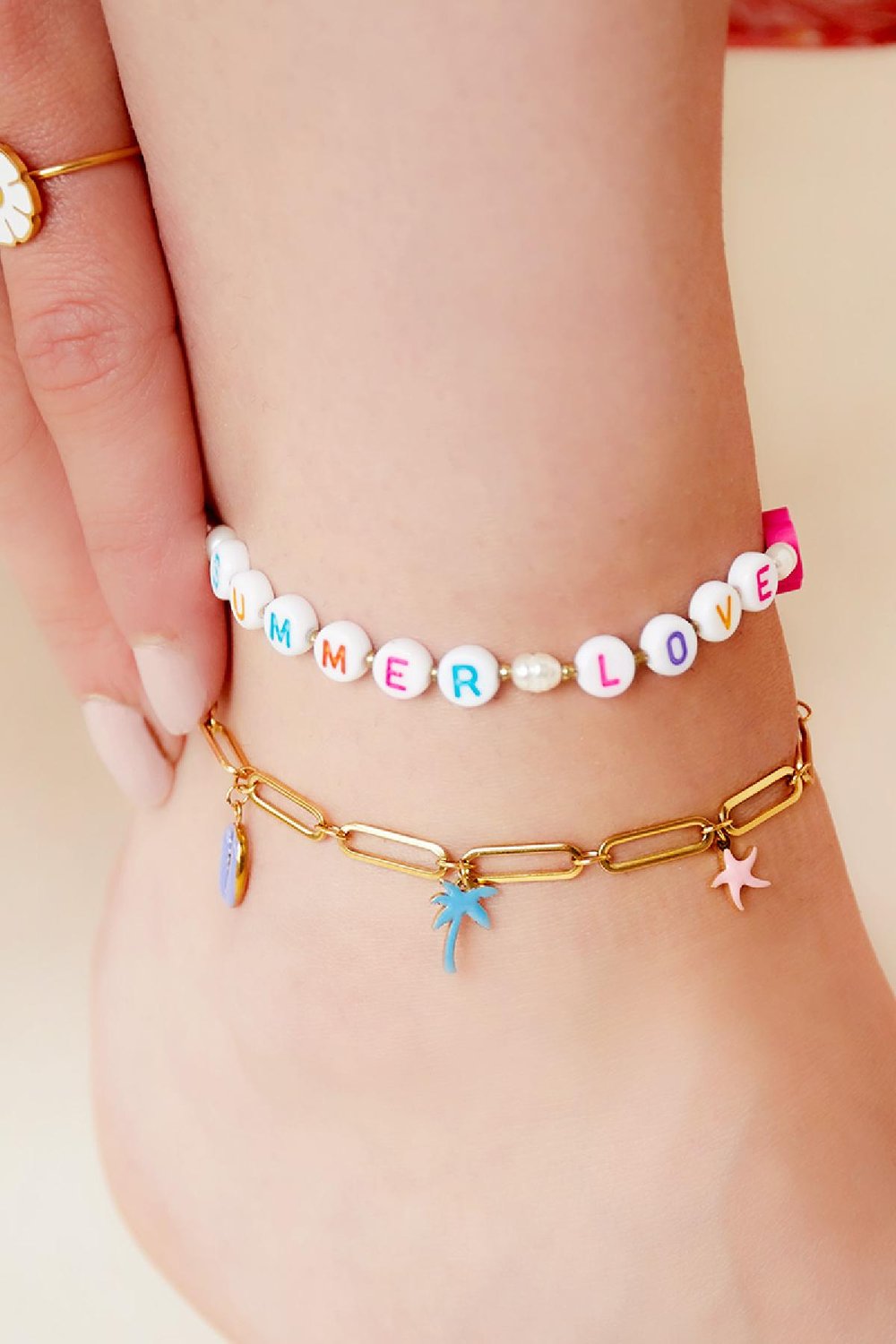 Enkelbandje van roestvrij staal Summer Love Goud kleur Stainless Steel Afbeelding2