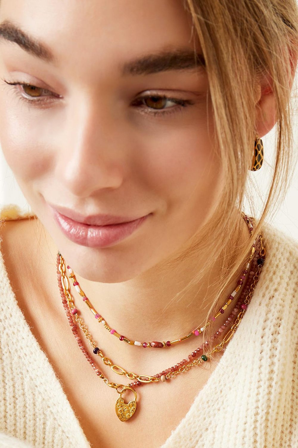 Perlenkettenschloss Grün Edelstahl Bild4