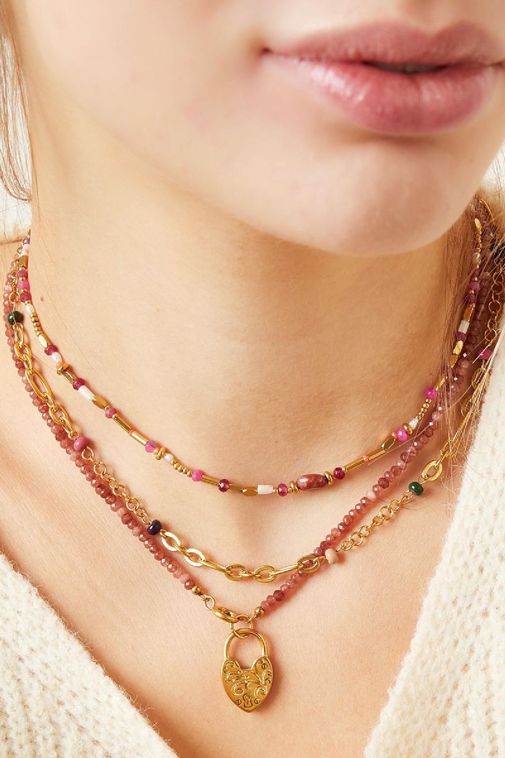 Perlenkettenschloss Grün Edelstahl Bild5