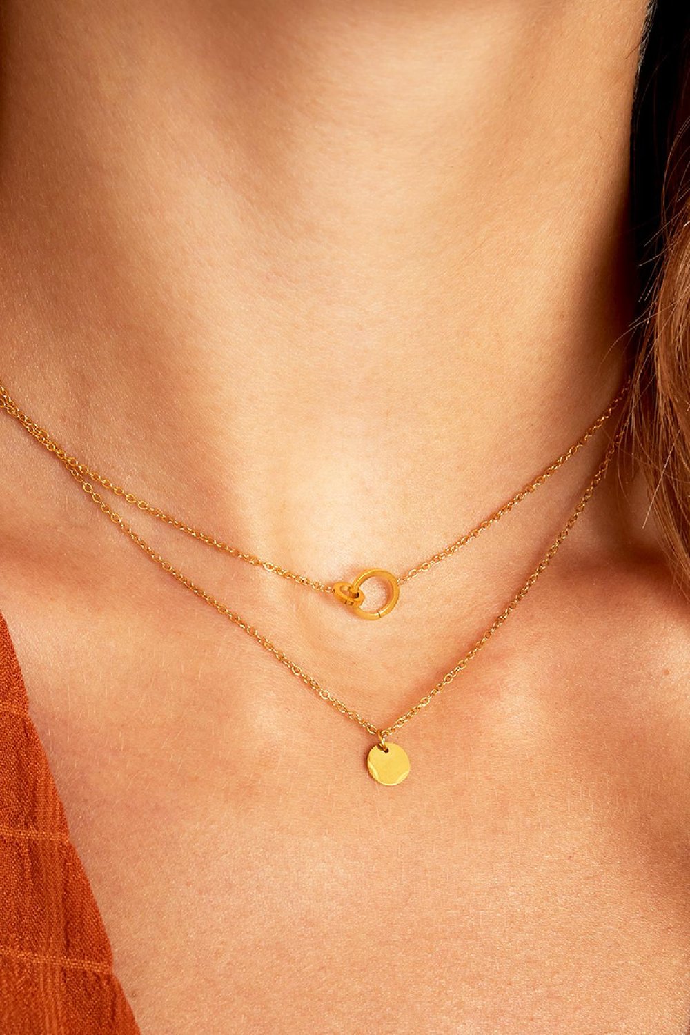 Ketting met kleine cirkel hanger Zilver Stainless Steel Afbeelding3