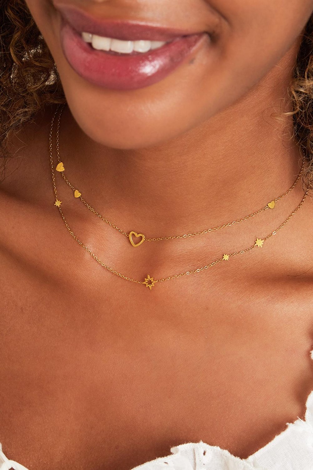 Halskette Sterne aus Edelstahl Silber Bild2