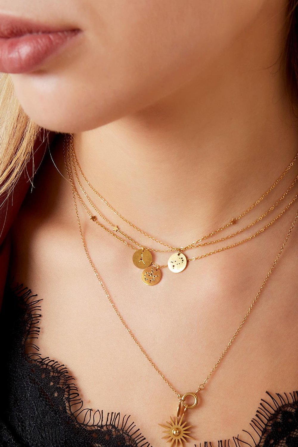 Ketting sterrenbeeld Ram Goud kleur Stainless Steel Afbeelding4