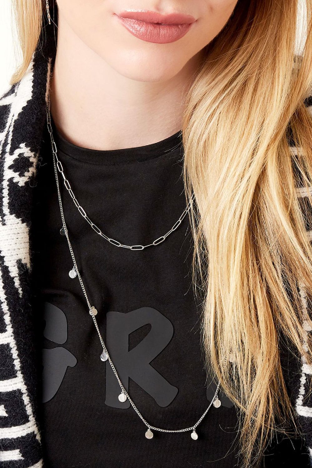 Doppelte Edelstahlkette Silber Bild3