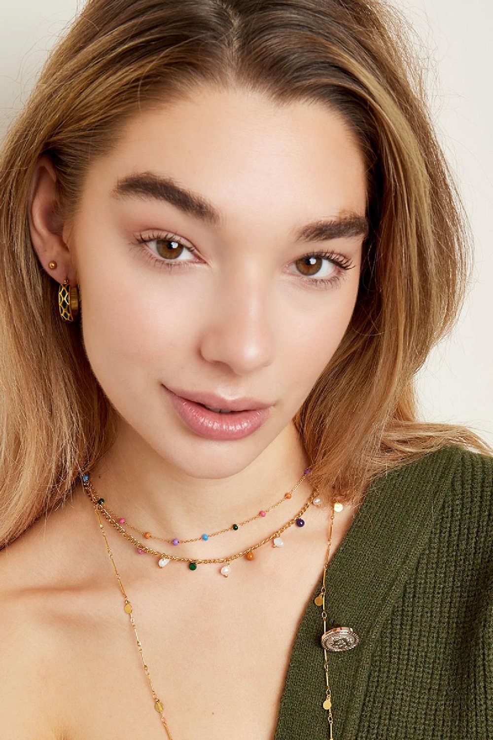 Necklace colored charms Gold color Stainless Steel Picture2