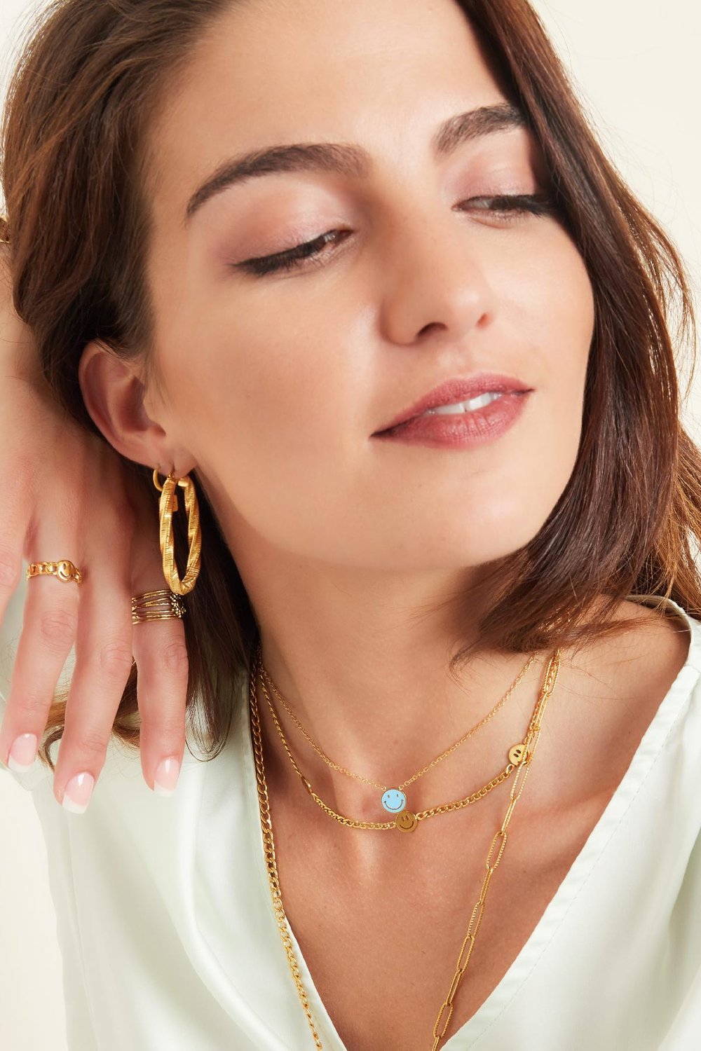 Collier en acier inoxydable smiley Orange Image3