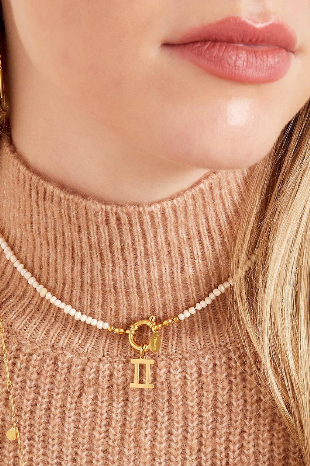 Halskette weiße Perlen Silber Edelstahl Bild2