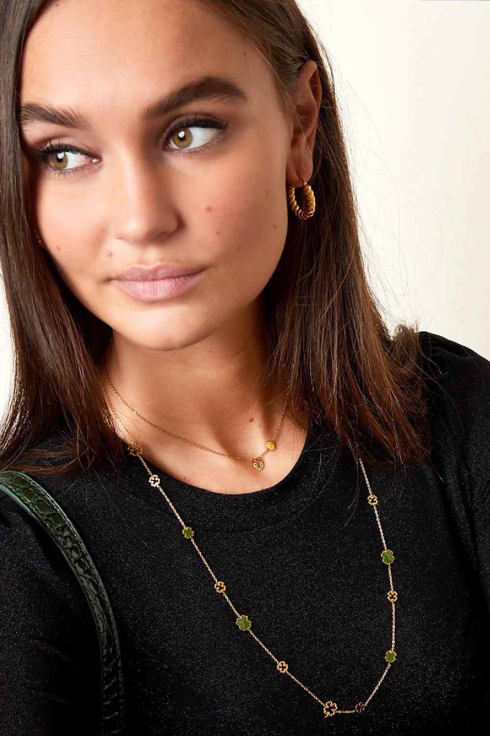 Halskette Glück mich Goldfarbe Edelstahl Bild3