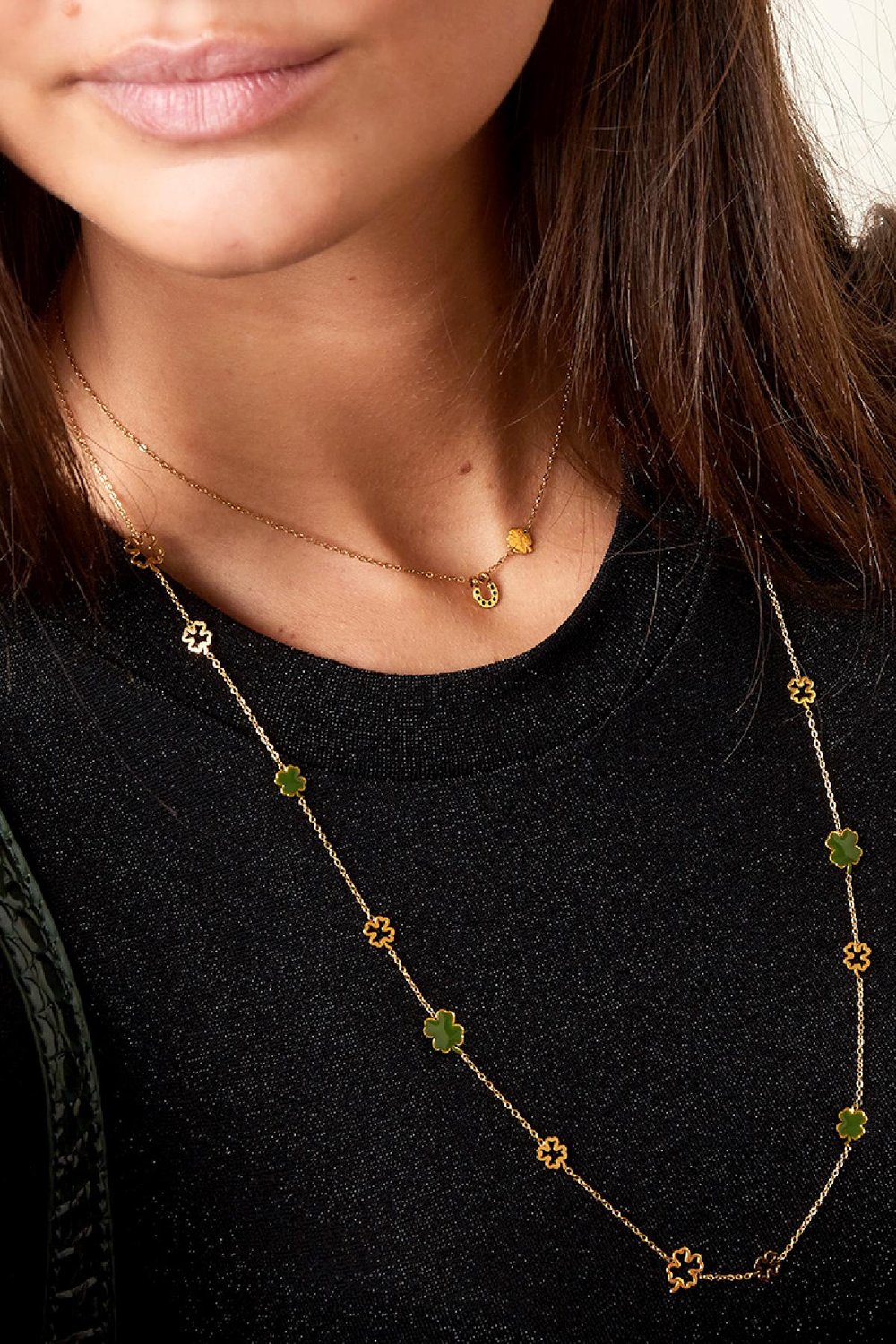 Halskette Glück mich Goldfarbe Edelstahl Bild2