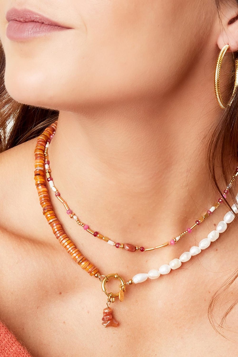 necklace mother of pearl twist Green Stone Picture3