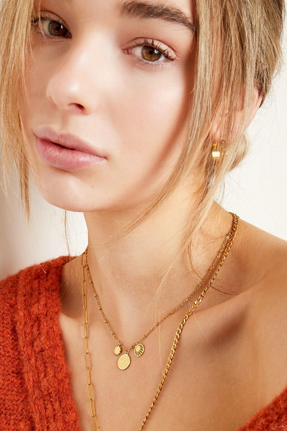 Collana sole Gold Stainless Steel Immagine2