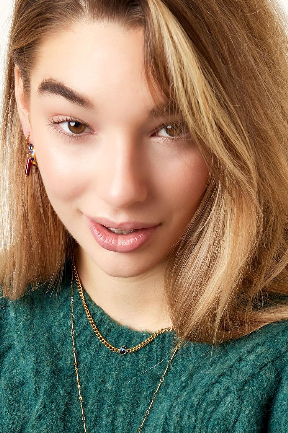 Edelstalen ketting met stenen kraal Zilver Stainless Steel Afbeelding2