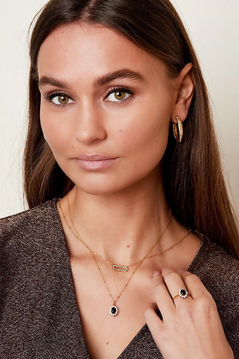 Ketting edelsteen Zwart Stainless Steel Afbeelding2