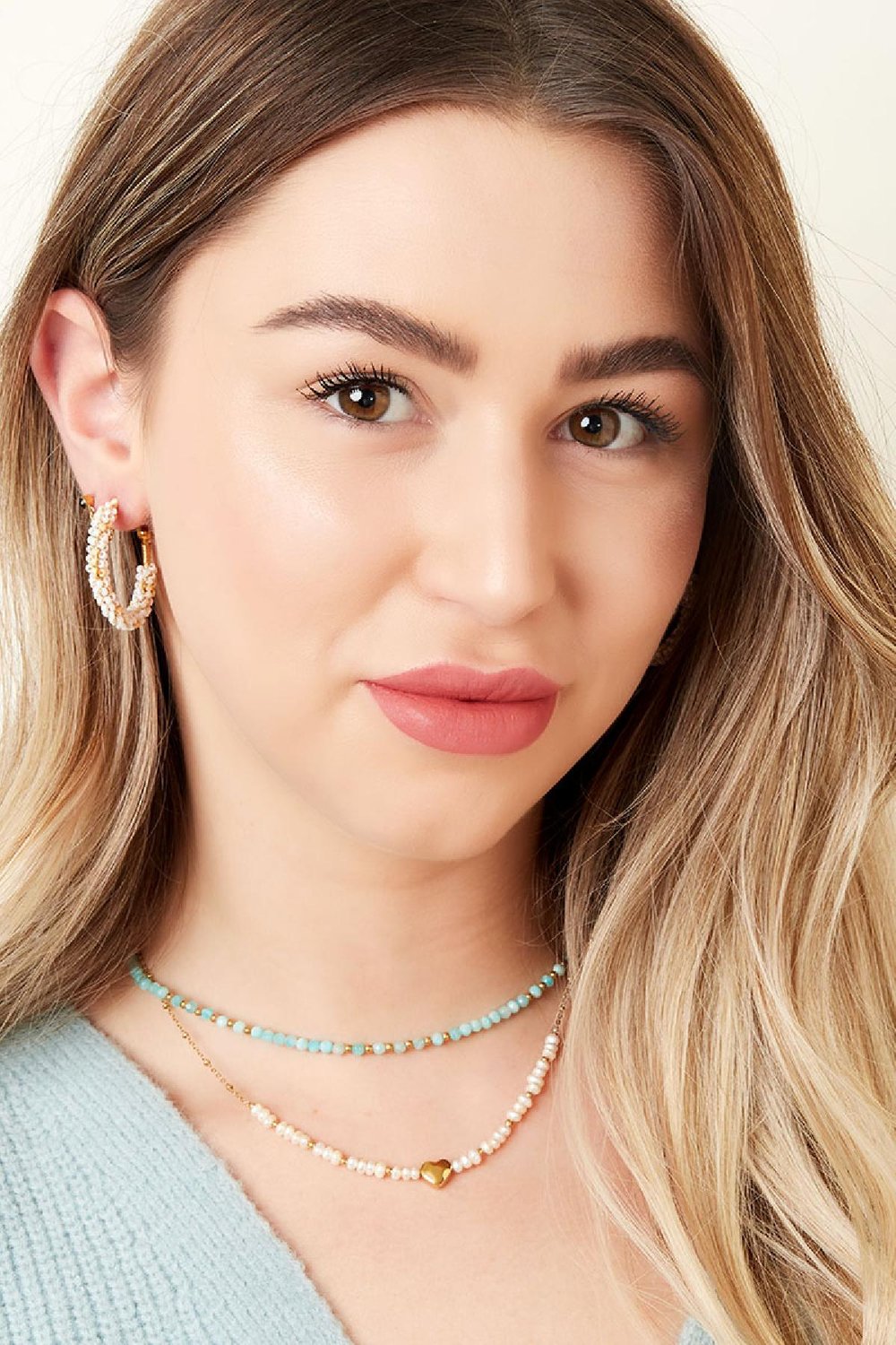 Necklace colored beads Silver Color agate Picture2