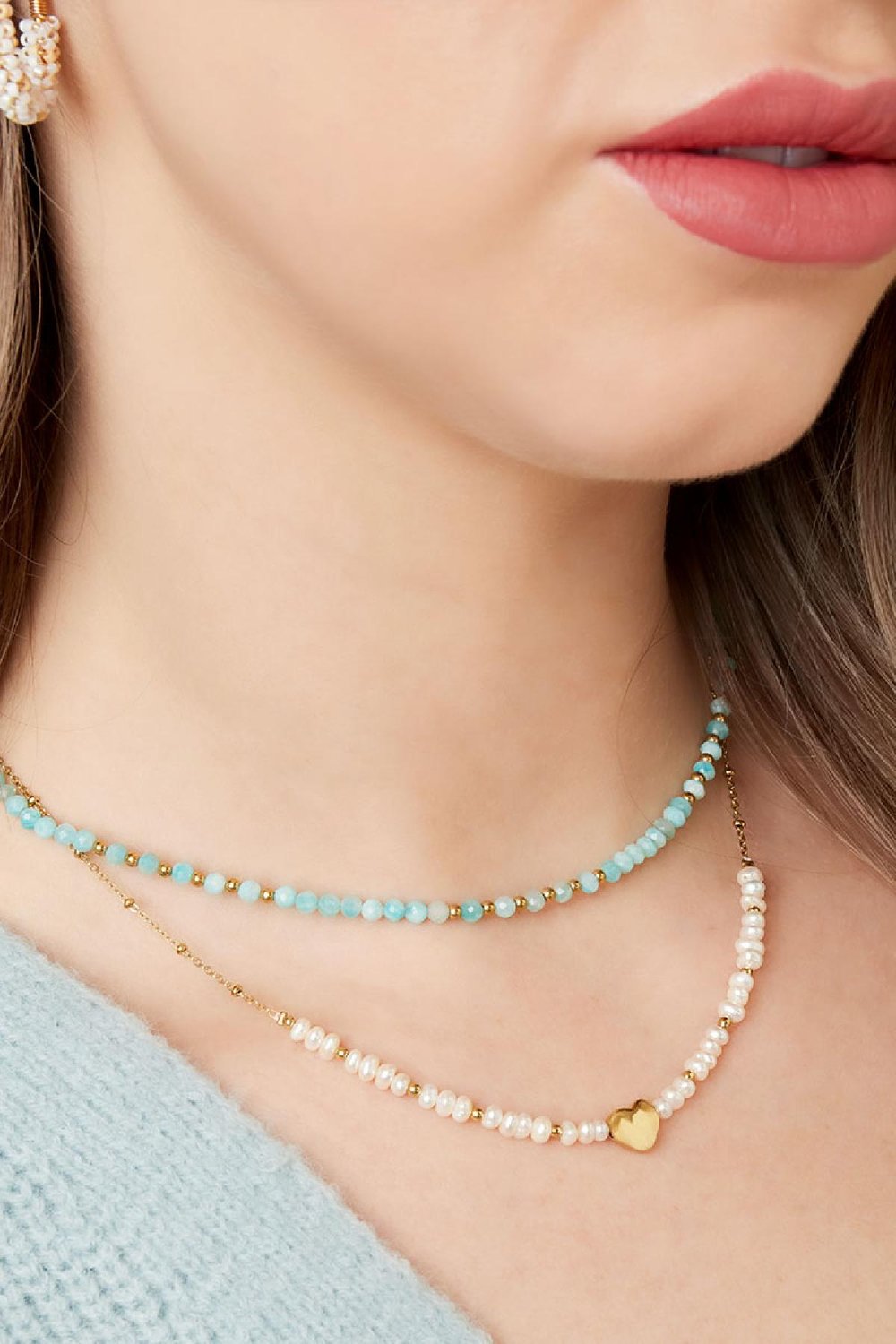 Collier jolie perle Couleur or Acier inoxydable (Pack with plastic bag) Image3