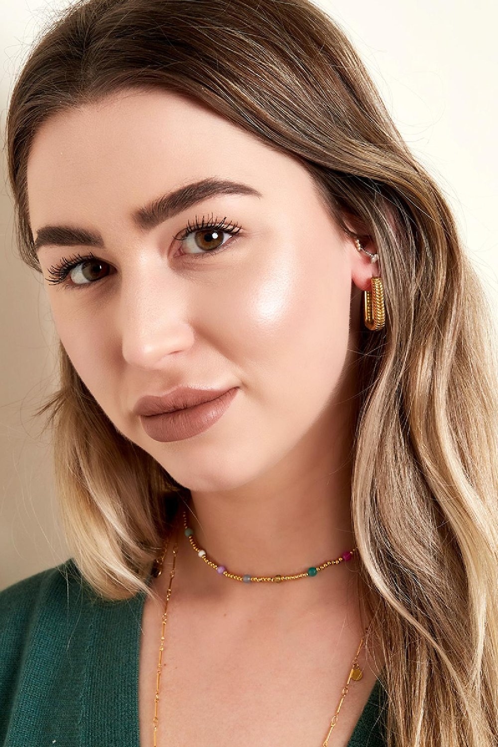 Perlenkette Goldfarbe Edelstahl Bild3