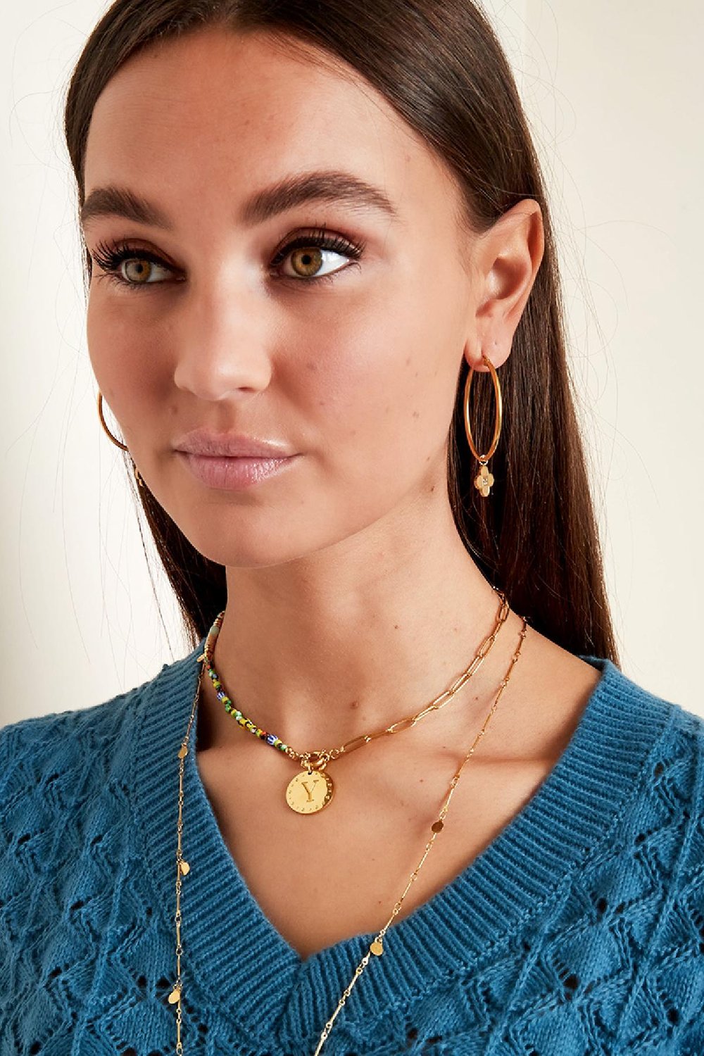 Perlenkette Goldfarbe Glas Bild3