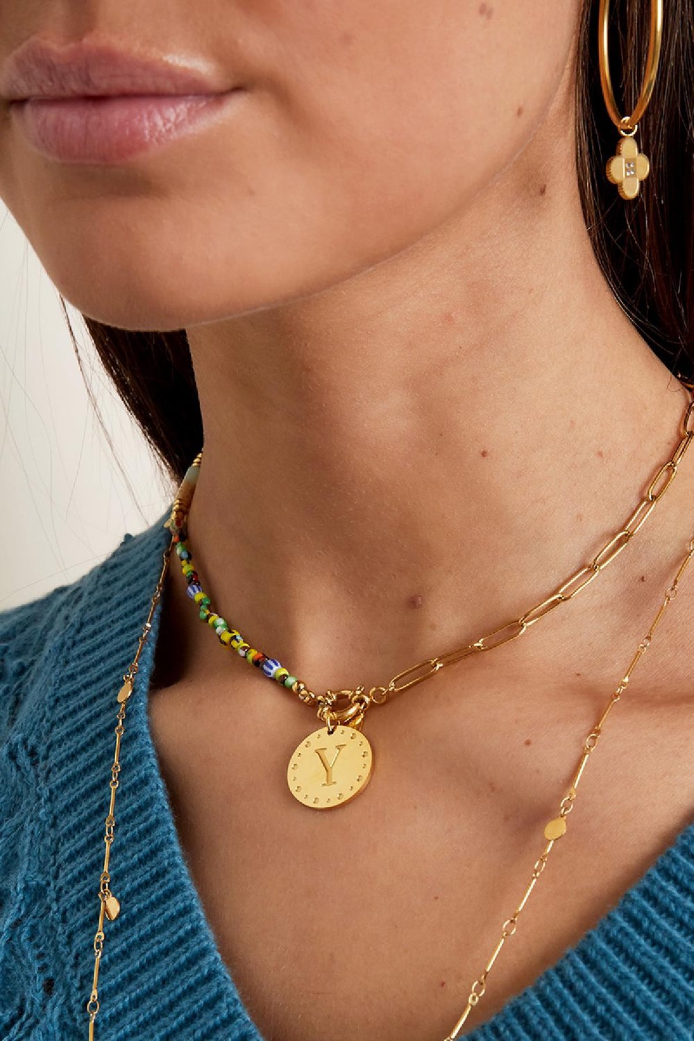 Perlenkette Goldfarbe Glas Bild2