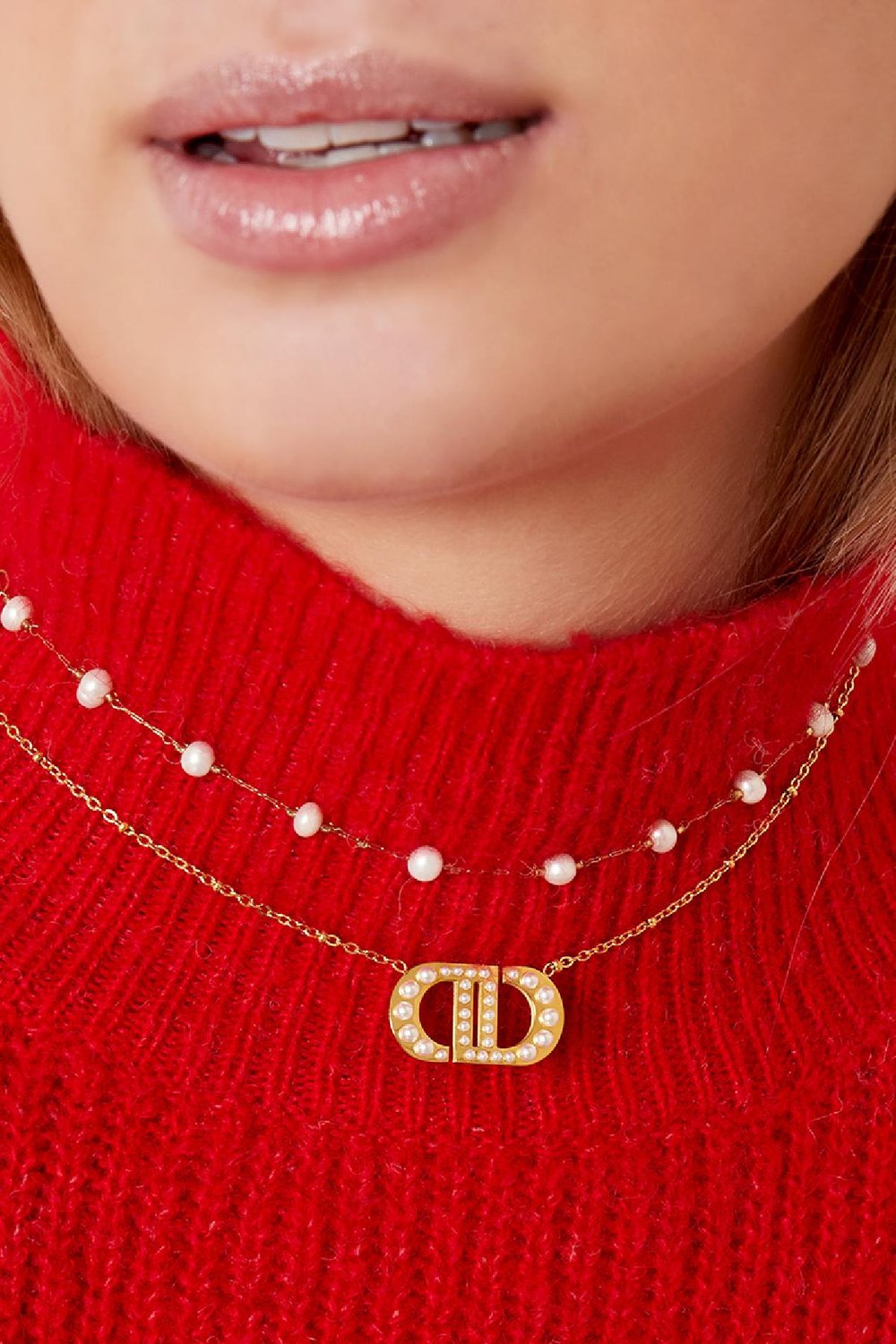 Collar Perlas Buena Vida Color dorado Acero inoxidable Imagen3