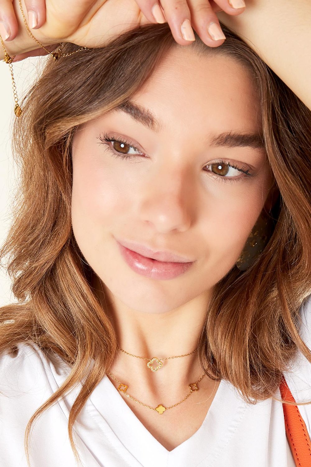 Necklace clover zircon Gold Color Stainless Steel Picture6