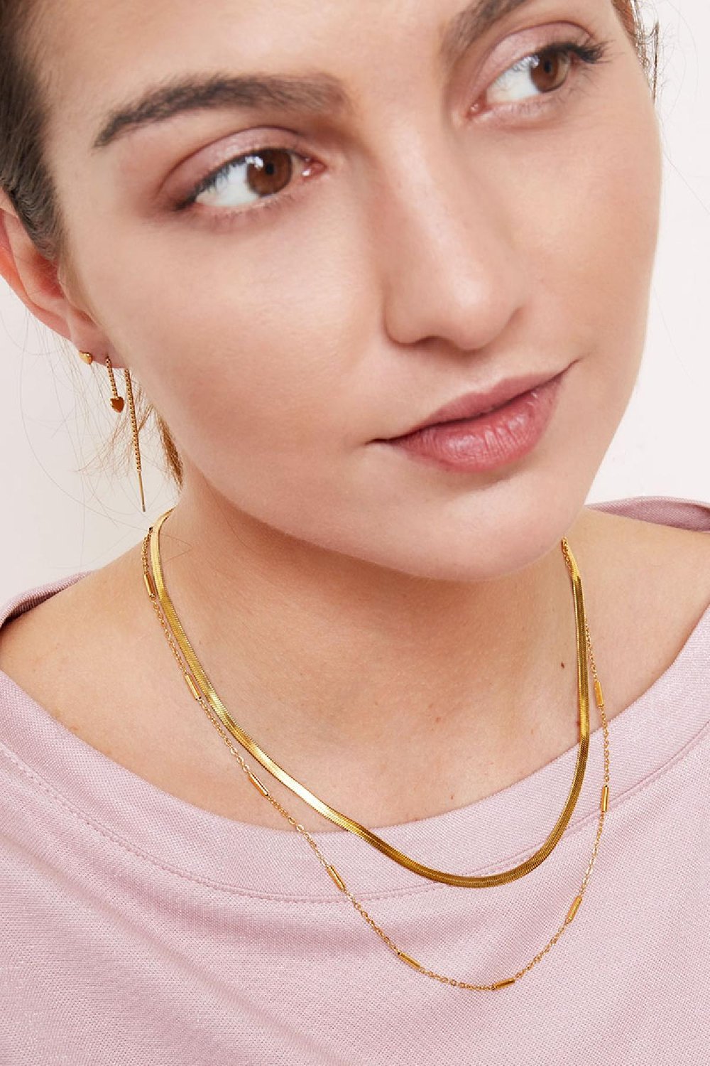 stainless steel necklace double chained Picture3