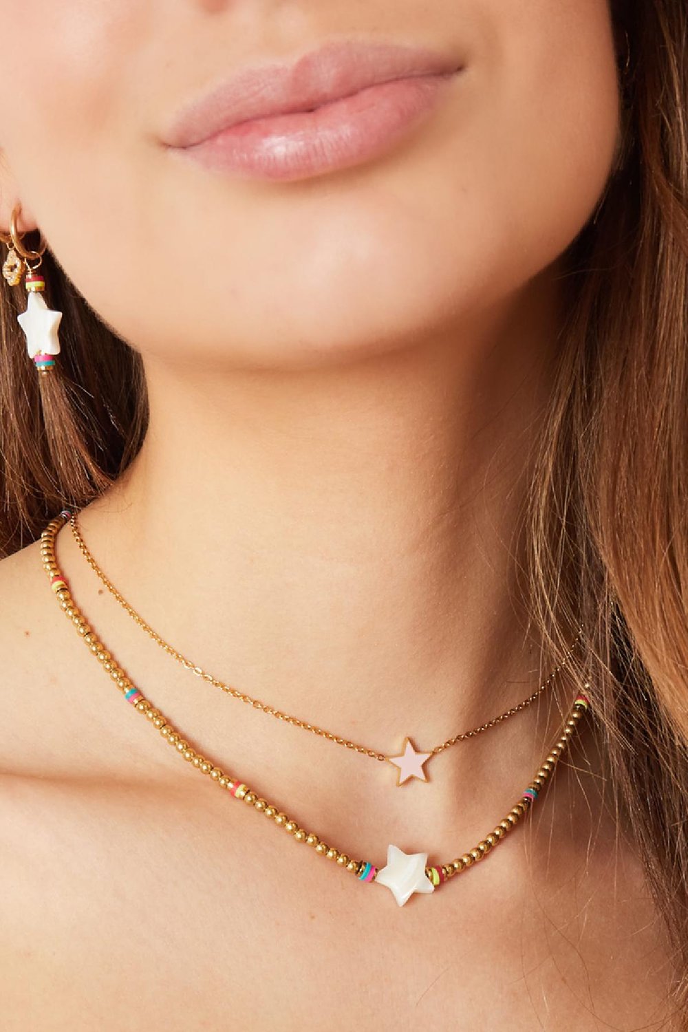 Kralen & Sterren ketting - #summergirls collection Goud kleur Schelpjes Afbeelding3