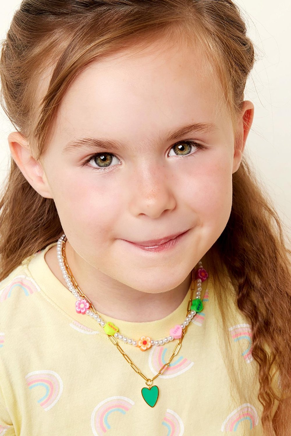 Niños - Collar corazón de colores Rosa& Color dorado Acero inoxidable Imagen4