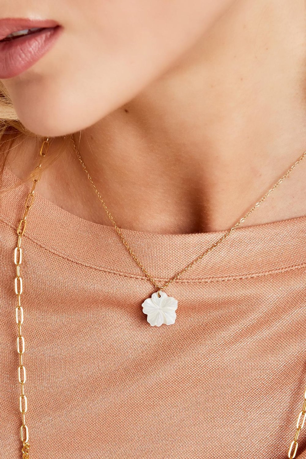 Necklace flower shell - Beach collection Silver Color Stainless Steel Picture3