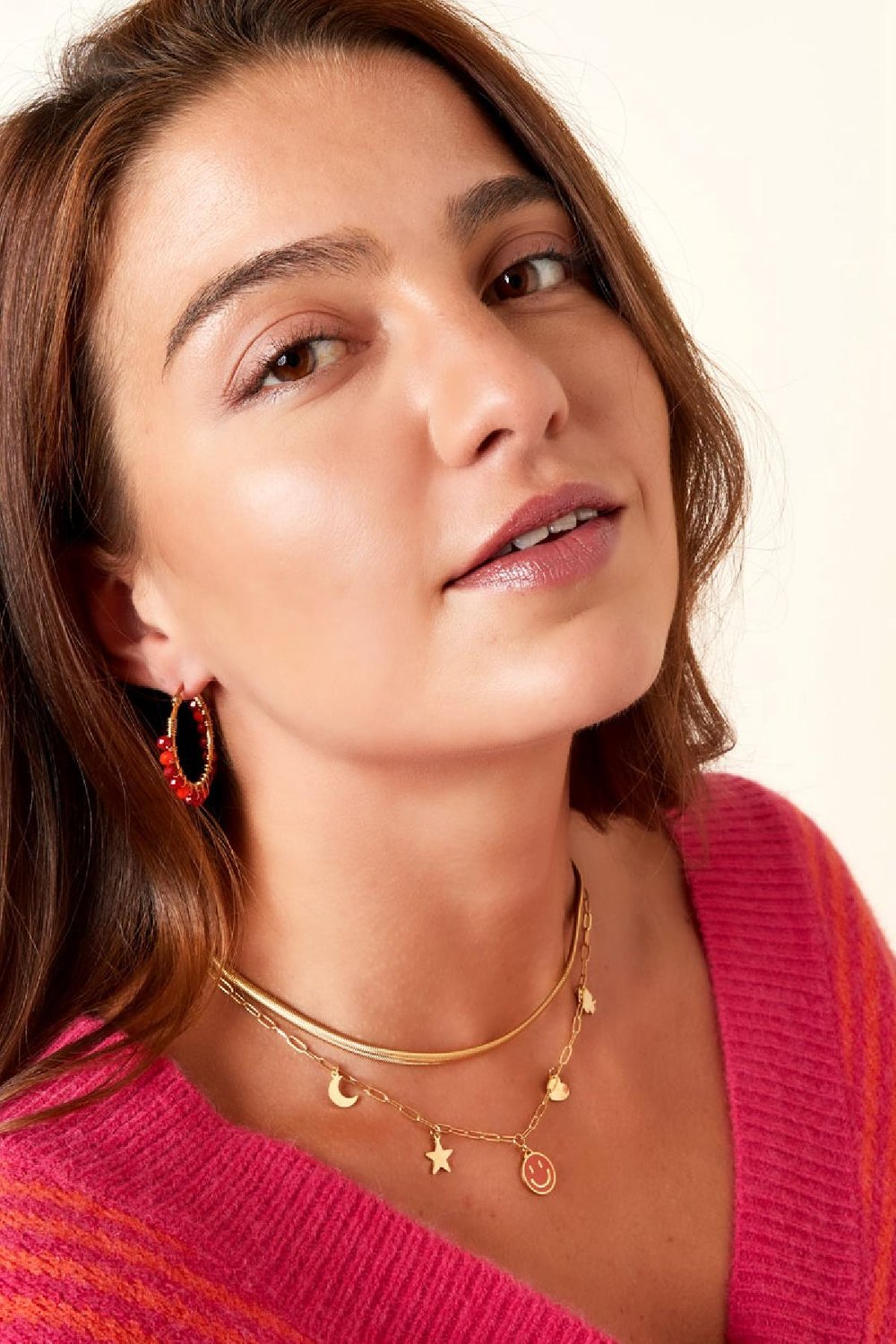 Gliederkette aus Edelstahl mit Anhängern Silber Bild2