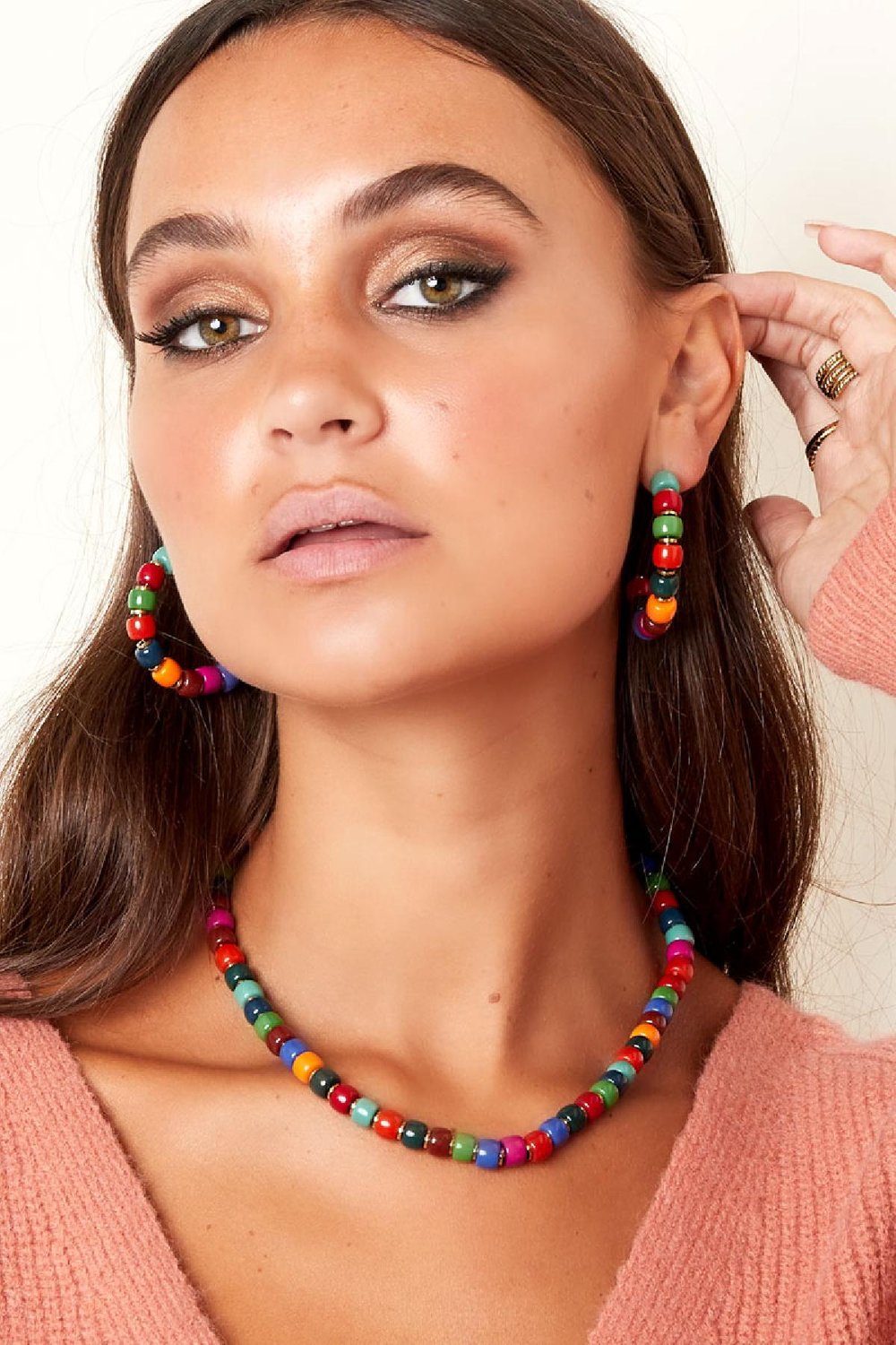 Halskette bunt mit goldenen Details Multi Edelstahl Bild2