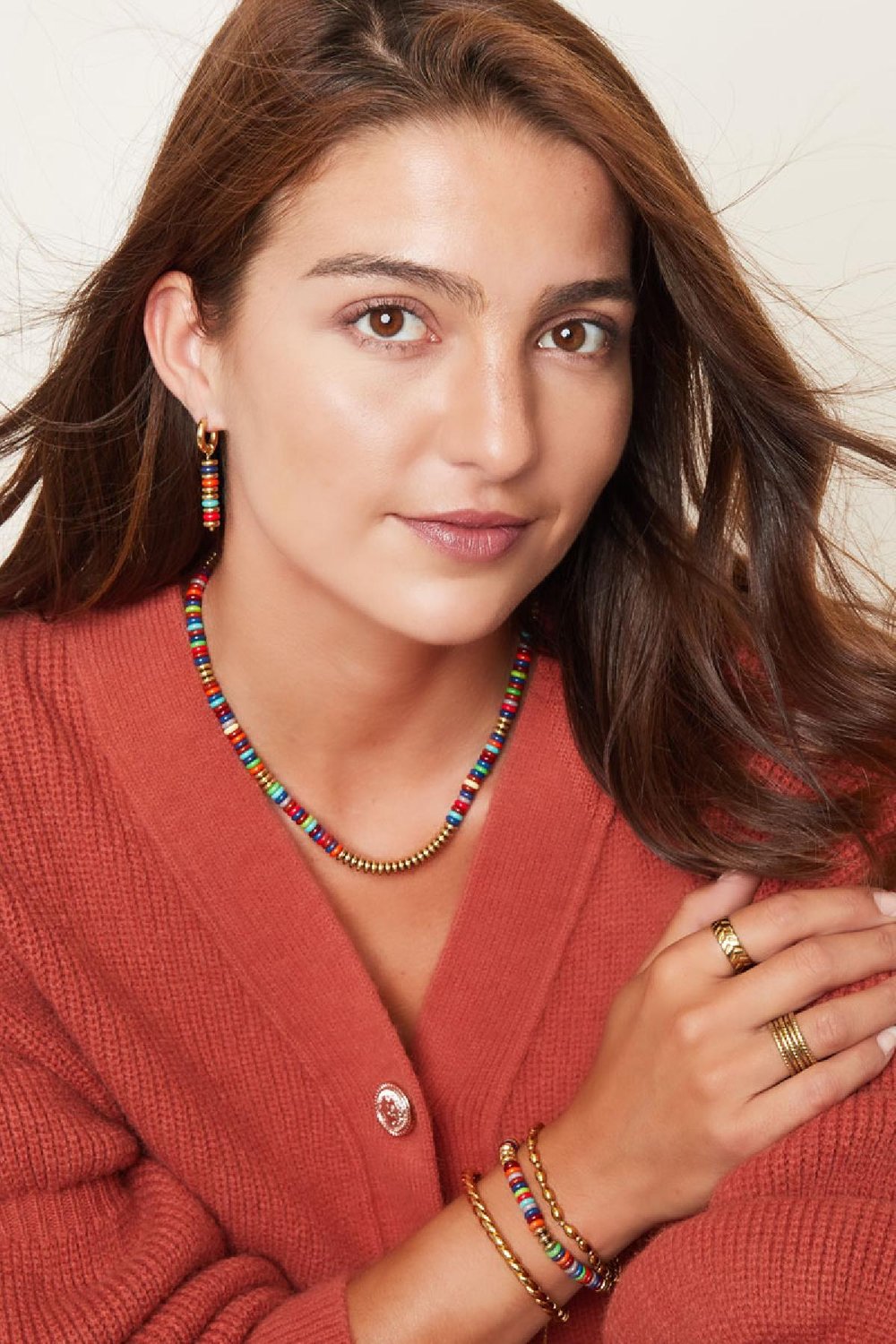 Collier avec perles plates - multi couleurs Multicouleur Acier inoxydable Image4