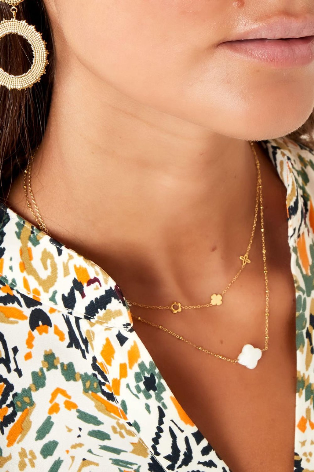 Necklace seashell clover Gold Color Stainless Steel Picture3